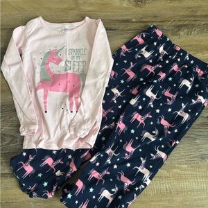 Simple Joys Pink and Navy Unicorn Kids Pajama Set 6